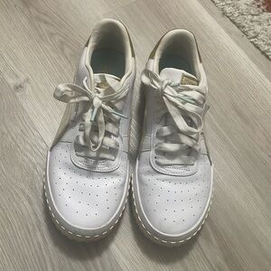 Size 10 Women’s Puma white and gold sneakers